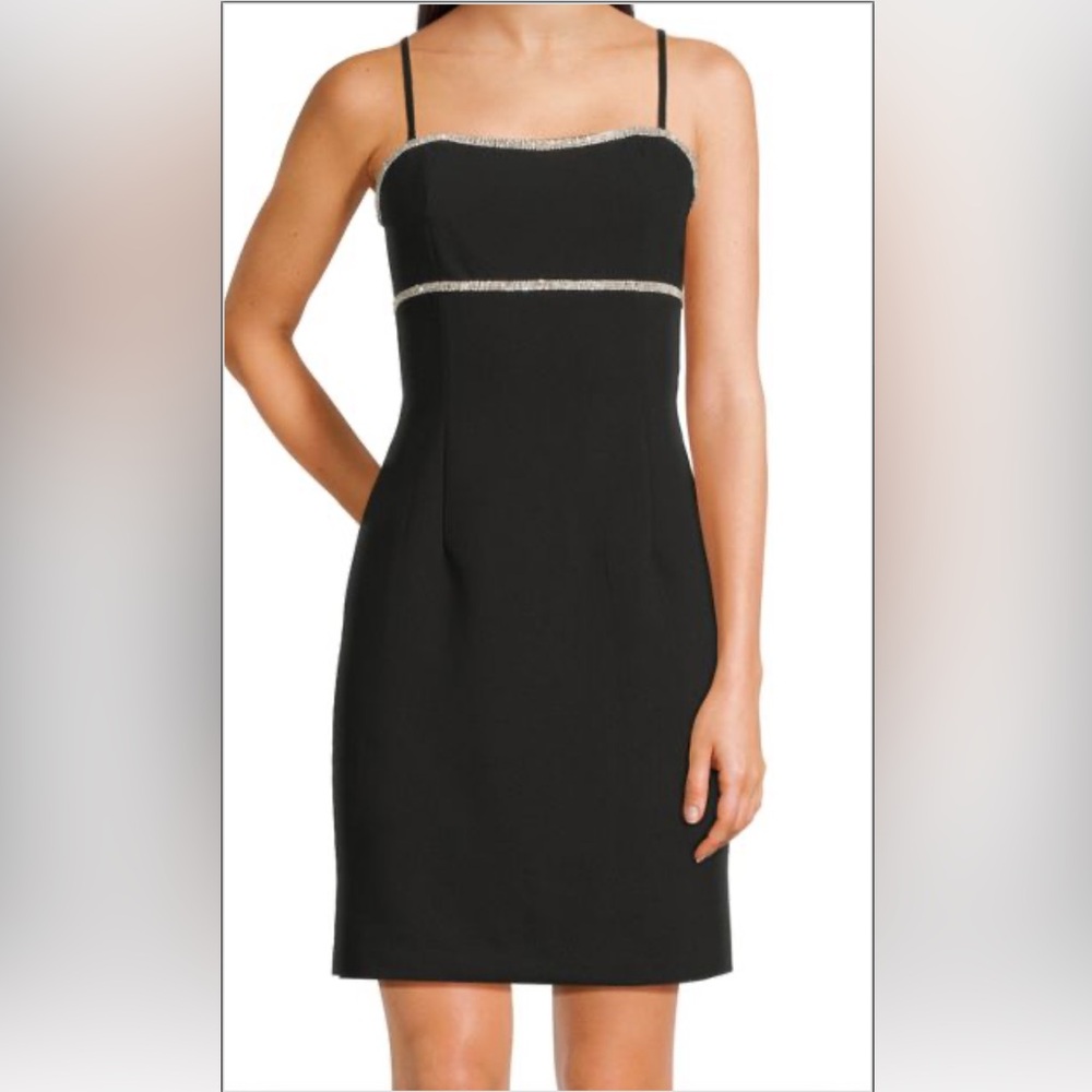 LEA & VIOLA Crystal Embellished Trim Mini Strappy Dress